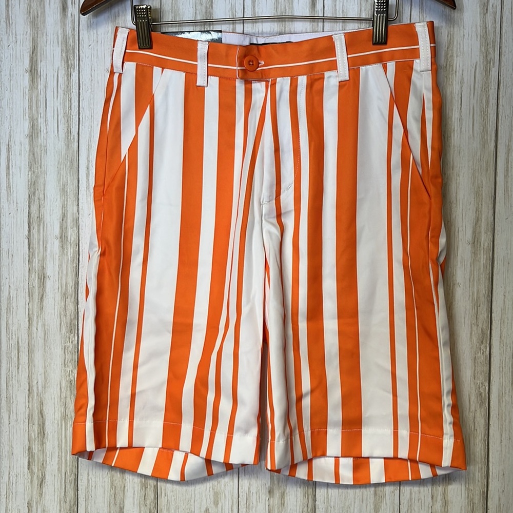 Fans Gone Wild Statement Shorts Orange and White Stripe Size 28